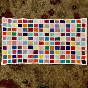 VTG 80's 1980s‎ Afghan Granny Square Crochet Knit Throw Blanket Handmade 69x38"